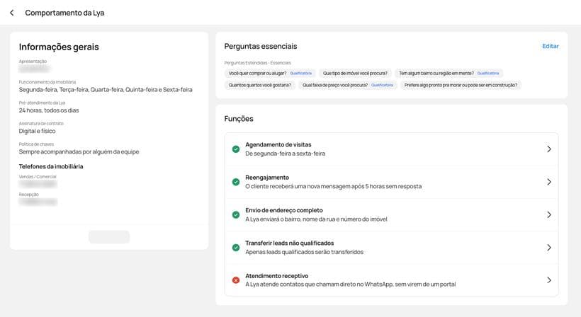 LYA behaviour configuration